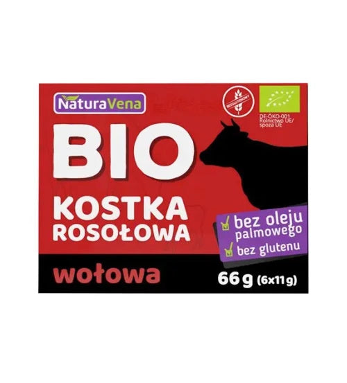 Bulion wołowy kostki rosołowe bezglutenowe 6 szt. 66 g - Naturavena (EKO)