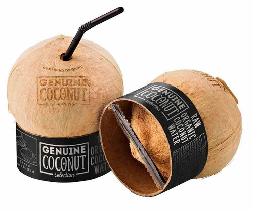 Kokos z zawleczką i słomką (ok. 0,5 kg) - Genuine Coconut (EKO)