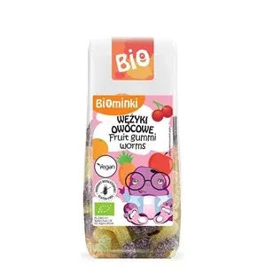 Wegańskie żelki bez żelatyny wężyki owocowe bezglutenowe 100 g - Biominki (EKO)